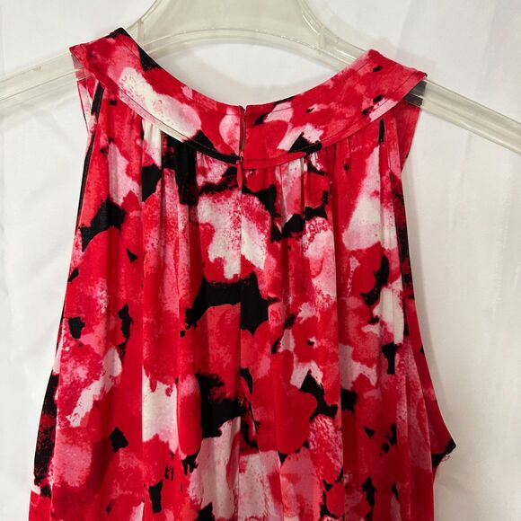 Calvin Klein Red and Black  Watercolor Halter Style High Neck Maxi Dress - Picture 6 of 7